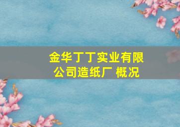 金华丁丁实业有限公司造纸厂 概况